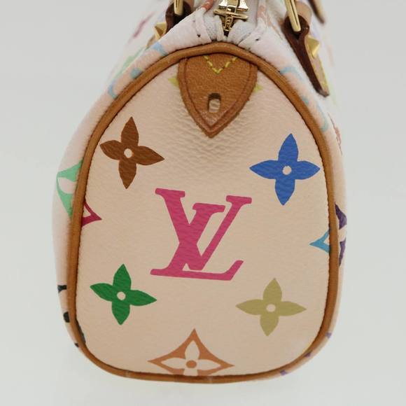 LOUIS VUITTON Monogram Multicolor Mini Speedy Hand Bag White M92645 Auth am548g - Picture 4 of 16